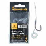 Крючки с поводками Browning Leader Feeder Method Power Pellet с крепежом для пелетса  #10 0,22mm 10cm 6 шт.