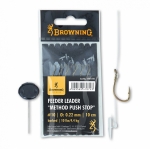 Крючки с поводками Browning Leader Feeder Method Push Stop с фиксатором (игла в комплекте) для насадки  n. 14 0,18mm 10cm 6 шт.