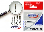 Вертлюги с застежкой Artax RSXHS-5 Rolling Swivel With Hook Snap, Black  size - 5 (5 шт.)